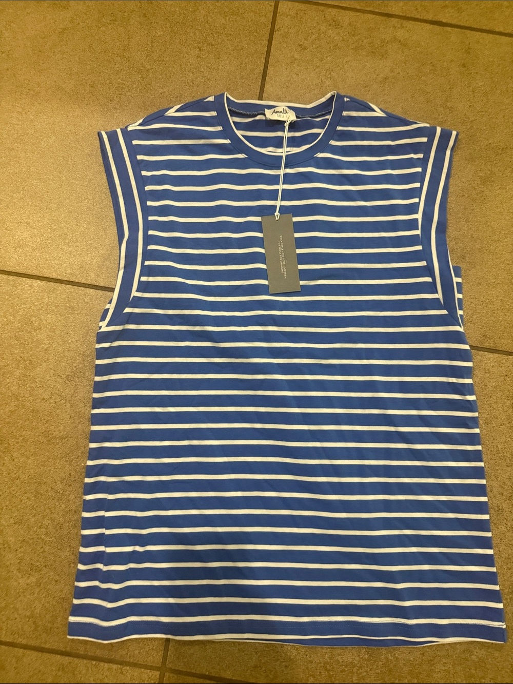 Amalli Talli Blue & White Striped Sleeveless Tee